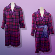 Load image into Gallery viewer, Vintage Purple Pink Pure Mohair Wool Plaid Coat