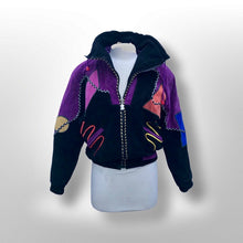 Load image into Gallery viewer, 80’s 90’s Suede Colorful “In Living Color” Saved by the Bell era Bomber Jacket Coat