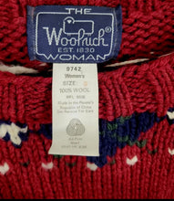 Load image into Gallery viewer, Vintage 100% Wool Woolrich Woman Puppy Dog Duck Boot Red Wool Holiday Sweater