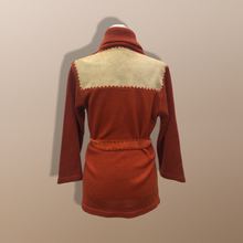 Load image into Gallery viewer, 70’s Vintage Suede Orange Knitted Belted Sweater Jacket Light
