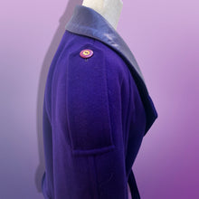Load image into Gallery viewer, Vintage 90’s Purple London Fog Pure Wool and Leather Career Professional Day and Night Coat