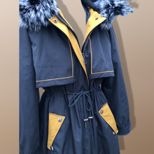 Load image into Gallery viewer, New Versatile Black Parka with Fox Fur Hood Removable Fur and Zip in-out Fur Lining Snow Waterproof