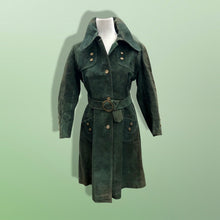 Load image into Gallery viewer, Vintage 60’s Mod Suede Green Coat