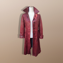 Load image into Gallery viewer, 70’s Vintage Leather Trenchcoat Spy Lamb Leather Bergundy Oxblood Color Super Soft