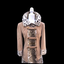 Load image into Gallery viewer, Vintage 60’s Mod Camel Wool Faux Fur Leopard Spotted Print Coat Bondi’s Fifth Ave