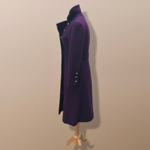 Load image into Gallery viewer, Vintage Deep Purple Military Style Wool Coat Fitted and Tailored