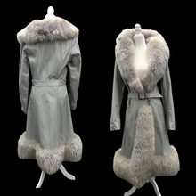 Load image into Gallery viewer, 70’s Vintage Coat Leather and Massive Sheepskin Trim Haight Ashbury Boho Princess Iconic Style