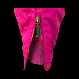 80’s 90’s Hot Pink Hooded Ski Windbreaker Jacket Cropped Tapered Waist Southwestern Aztec Trim