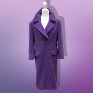 Vintage Purple Pendleton 100% Pure Virgin Wool Double Breasted Straight Fit Career Coat