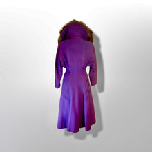 Load image into Gallery viewer, Vintage Women&#39;s New Look 40s Purple Violet Princess Pinup Pinup Coat Full Skirted Massive Fox Fur Film Noir Golden Age Old Hollywood Glamour