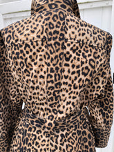 Load image into Gallery viewer, Leopard Print Leather and Fox Fur Trench Fit and Flare Coat