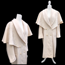 Load image into Gallery viewer, 80’s 90’s Vintage Ivory White 100% Pure Wool Oversized Cape Coat Loose Fit Casual Career Winter into Spring Flexible Size