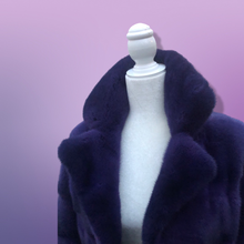 Load image into Gallery viewer, New Kopenhagen Purple Mink Horizontal Coat with Ombré Black Purple Whole Premium Dyed Mink Skins