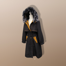 Load image into Gallery viewer, New Versatile Black Parka with Fox Fur Hood Removable Fur and Zip in-out Fur Lining Snow Waterproof