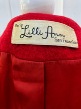 Load image into Gallery viewer, Vintage 60’s Lilli Ann Red Luxury Wool Swing Coat Fall Holiday Valentine’s Day Christmas