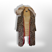 Load image into Gallery viewer, 60s Mod Tapestry Carpet Coat Swing Coat Double Breasted Large Norwegian Fox Fur M//L/XL