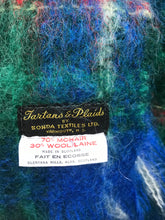 Load image into Gallery viewer, Made in Scotland Scottish Pure Mohair and Wool Plaid Coat Hat Scarf Three Piece Set Blue Yellow Wrap Style
