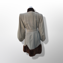 Load image into Gallery viewer, Collectible Rare 30’s early 40’s Coat Cashmere Wool and Scalloped Mouton Fur Balloon Sleeves Fitted and Flared