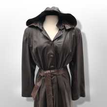 Load image into Gallery viewer, Made in Italy— Italian Lamb Leather Hooded Trench Coat Couture Full Length