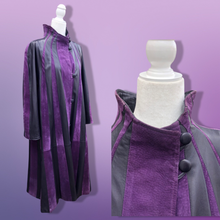Load image into Gallery viewer, 80’s 90’s Purple Lamb Suede and Leather Made In Italy Coat Striped A-Line Flexible Size Loose Fit