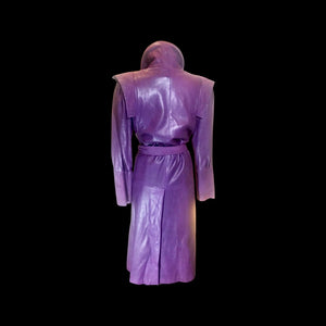 Glam Couture 70s 80s Purple Leather Full Length Coat Leather Glam Princess Puff Sleeve Prince Full Length M/L/XL Couture Paris New York
