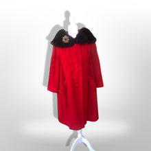 Load image into Gallery viewer, 60’s Vintage LIlli Ann Red Wool Swing Coat with Luxury Collar