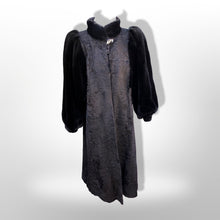 Load image into Gallery viewer, Vintage Couture 80’s Does 40’s Vintage Fur Coat Genuine Broadtail Persian Lamb Sheared Beaver Bishop Sleeve Puff Sleeve Old Glamour Hollywood