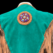 Load image into Gallery viewer, Women’s Western Turquoise Blue Suede Set Jacket and Skirt Genuine Suede and Hand Beaded SouthWestern Native Inspired Cowgirl