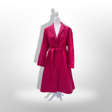 Load image into Gallery viewer, Vibrant Pink Leather and Fox Fur Trench Fit and Flare Pinup Coat