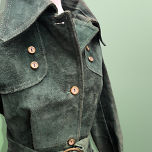 Load image into Gallery viewer, Vintage 60’s Mod Suede Green Coat