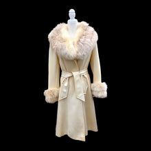 Load image into Gallery viewer, Vintage 60’s LIlli Ann White Cream Ombré Fox Fur Princess Fit and Flare Belted Pinup Mod Coat