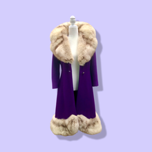 Load image into Gallery viewer, Vintage 60’s Royal Purple Wool Fox Fur Princess Coat Luxury Gift