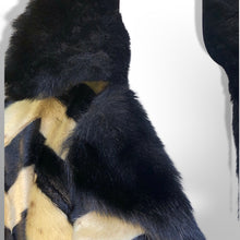 Load image into Gallery viewer, Rare Seal Skin Chevron Coat with Mink Collar Black and White Piano Virtuoso Master Furrier Design