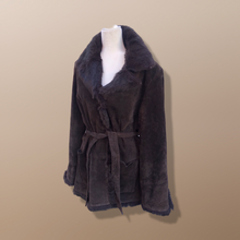 Load image into Gallery viewer, Brown Suede and Fur Collar and Cuff Coat Flexi Size Flared Sleeve