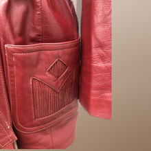 Load image into Gallery viewer, 70’s Vintage Bergundy Leather Jacket Trench Style