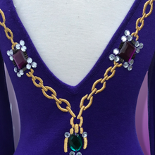 Load image into Gallery viewer, 80’s 90’s Purple Sweater Dress with Jeweled Detail Fitted Hourglass Figure