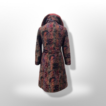 Load image into Gallery viewer, 60’s Vintage Coat Floral Tapestry Carpet Mink Collar Colorful