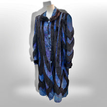 Load image into Gallery viewer, 80’s Does 20’s Flapper Blue Purple Suede and Mink Intarsia Cocoon Style Coat Made in Austria