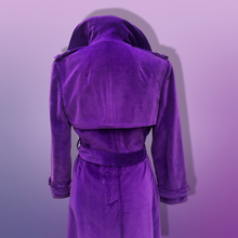 Load image into Gallery viewer, Vintage 70’s Calvin Klein Violet Royal Purple Velvet Full Length Coat Trench Coat Spy Coat