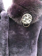 Load image into Gallery viewer, New Shearling and Mink Plum Purple Jeweled Hooded Luxury Coat