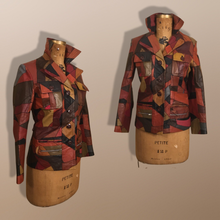 Load image into Gallery viewer, 70’s Vintage Patchwork Leather Jacket 38” Bust Boho Hippy Chic Short Leather Trench