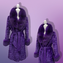 Load image into Gallery viewer, Purple Mink and Fox Fur Coat Winter Couture Perfect for Gift