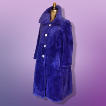 Load image into Gallery viewer, Women's Vintage Coat- 60s Mod Purple Fur Sheared Beaver Swing Mod Fit Flare Flexible Size S/M/L Mad Men Long