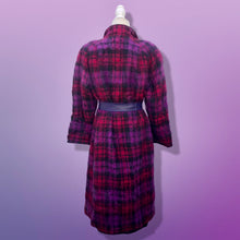 Load image into Gallery viewer, Vintage Purple Pink Pure Mohair Wool Plaid Coat