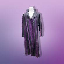 Load image into Gallery viewer, 80’s 90’s Purple Lamb Suede and Leather Made In Italy Coat Striped A-Line Flexible Size Loose Fit