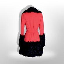 Load image into Gallery viewer, Lilli Ann 60s Mongolian Orange Red Wrap Coat Persian Curly Shearling Penny Lane Almost Famous