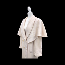 Load image into Gallery viewer, 80’s 90’s Vintage Ivory White 100% Pure Wool Oversized Cape Coat Loose Fit Casual Career Winter into Spring Flexible Size