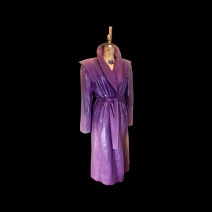Glam Couture 70s 80s Purple Leather Full Length Coat Leather Glam Princess Puff Sleeve Prince Full Length M/L/XL Couture Paris New York