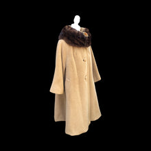 Load image into Gallery viewer, Vintage Women's Coat- 60s Lilli Ann Camel Tan Color  Luxury Mink Wool Swing Coat One Size Fits All Mad Men Style