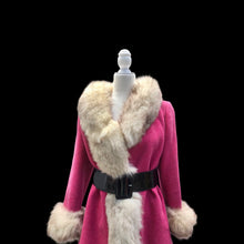 Load image into Gallery viewer, 60’s Vintage Pink Wool Coat Fox Fur Princess and Swing Style